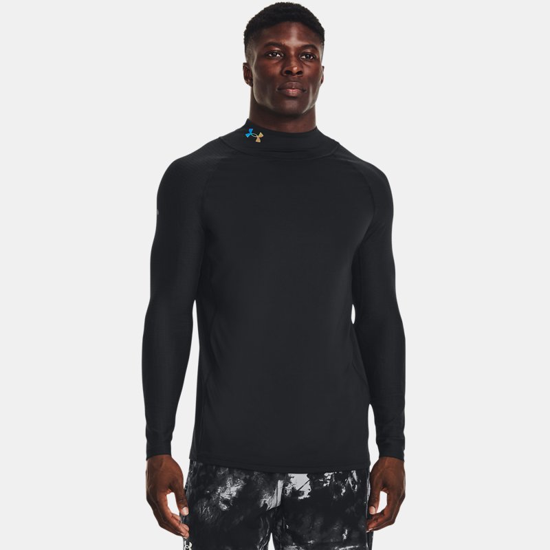 Camiseta de manga larga con cuello cerrado Under Armour RUSH™ SmartForm para hombre Negro / Negro XL